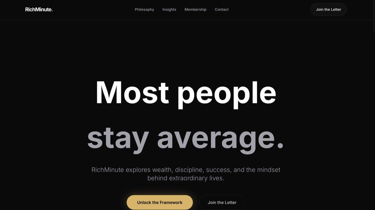 RichMinuteHQ personal development site layout